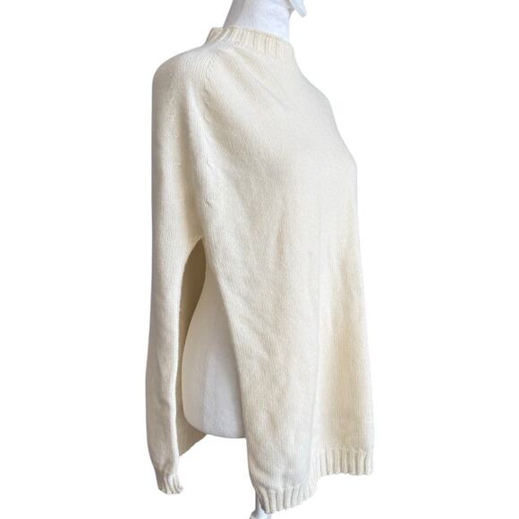 MaisonCashmere Sleeveless Cashmere Cape Sweater Vest Cream Medium - Picture 1 of 9